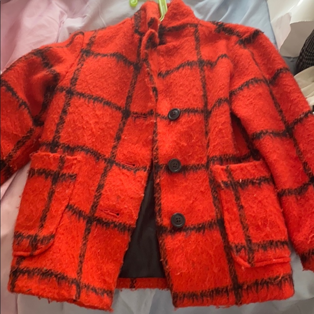 Red wool girls coat